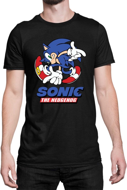 Férfi póló Sonic The Hedgehog Tralala Sonic 10, Fekete