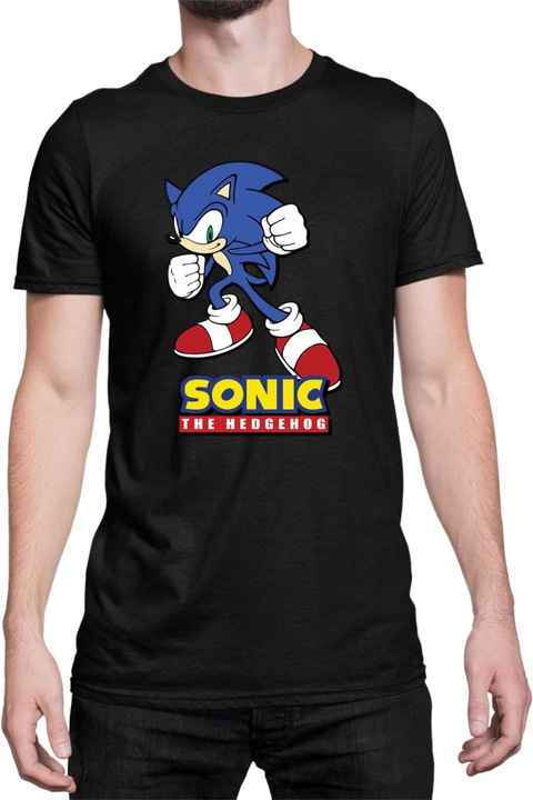Férfi póló Sonic The Hedgehog Tralala Sonic 14, Fekete