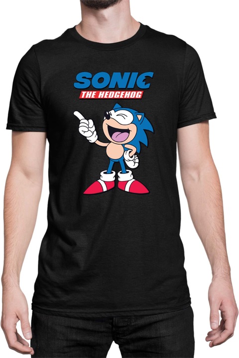 Férfi póló Sonic The Hedgehog Tralala Sonic 17, Fekete