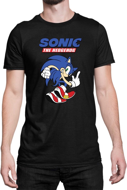 Férfi póló Sonic The Hedgehog Tralala Sonic 19, Fekete