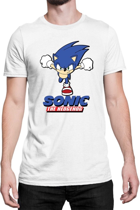 Férfi póló Sonic The Hedgehog Tralala Sonic Naruto Run, Fehér