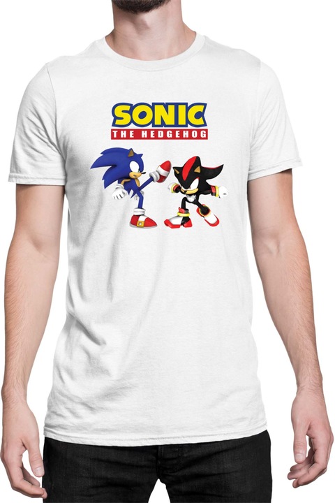 Férfi póló Sonic The Hedgehog Tralala Sonic vs Shadow, Fehér