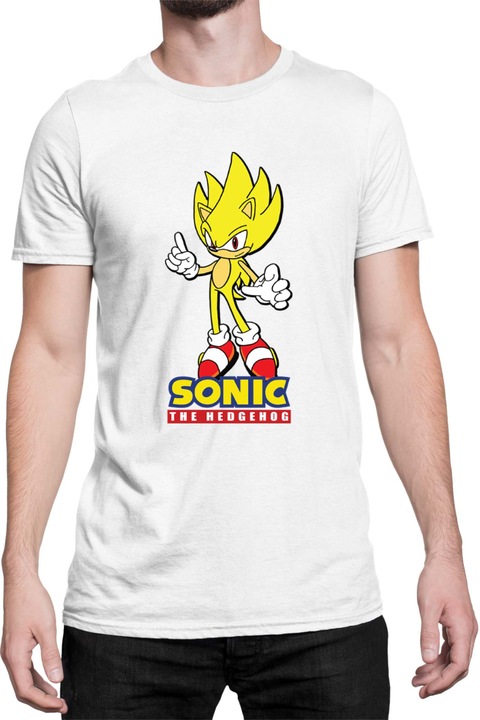 Férfi póló Sonic The Hedgehog Tralala Sonic Yellow 01, Fehér