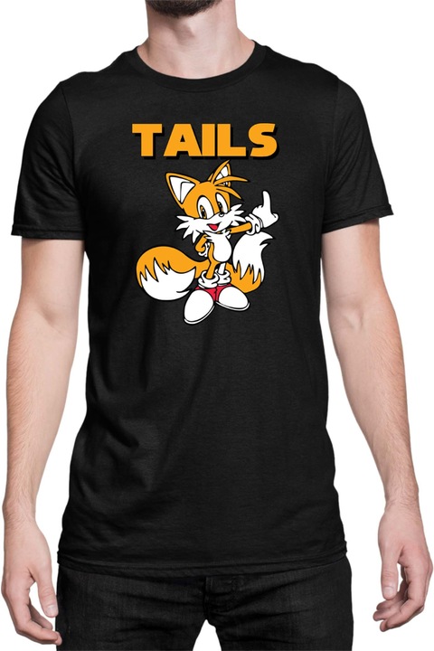 Férfi póló Sonic The Hedgehog Tralala Tails 01, Fekete