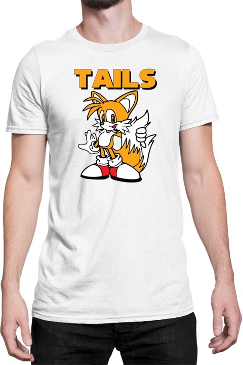 Férfi póló Sonic The Hedgehog Tralala Tails 02, Fehér