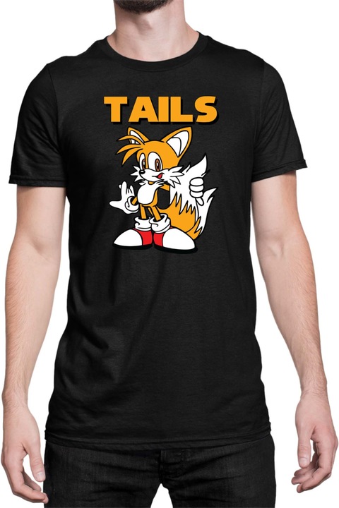 Férfi póló Sonic The Hedgehog Tralala Tails 02, Fekete