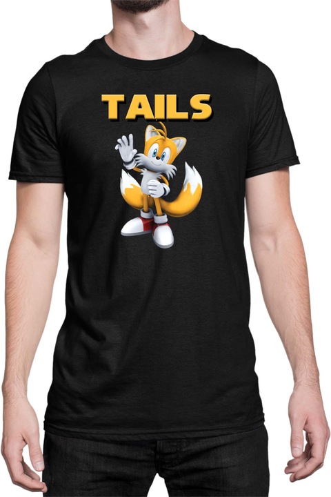 Férfi póló Sonic The Hedgehog Tralala Tails 03, Fekete
