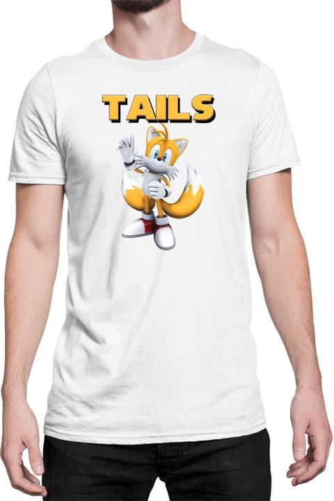 Férfi póló Sonic The Hedgehog Tralala Tails 03, Fehér