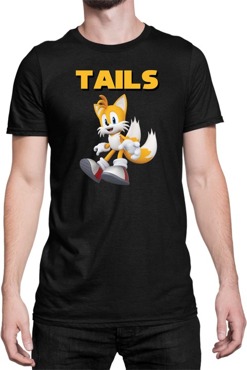 Férfi póló Sonic The Hedgehog Tralala Tails 05, Fekete