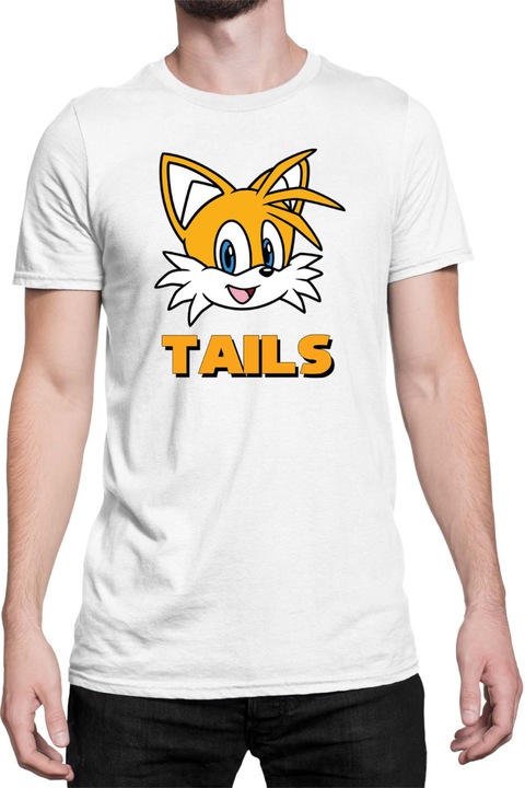 Férfi póló Sonic The Hedgehog Tralala Tails Face 01, Fehér