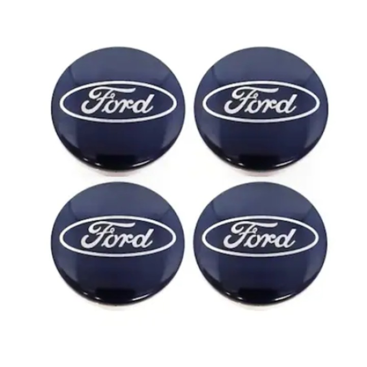 Set 4 Capace Roti 54mm Ford Fiesta, Focus, Fusion. Mondeo, Kuga pentru Jante Aliaj, Albastru
