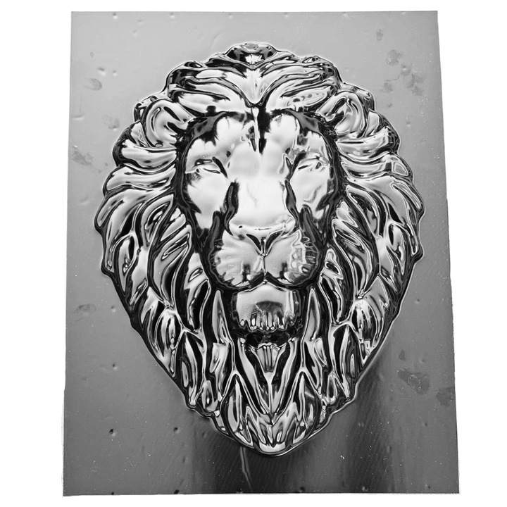 Matrita panou decorativ 3D, model Leu v2, plastic ABS, negru, 35x25cm