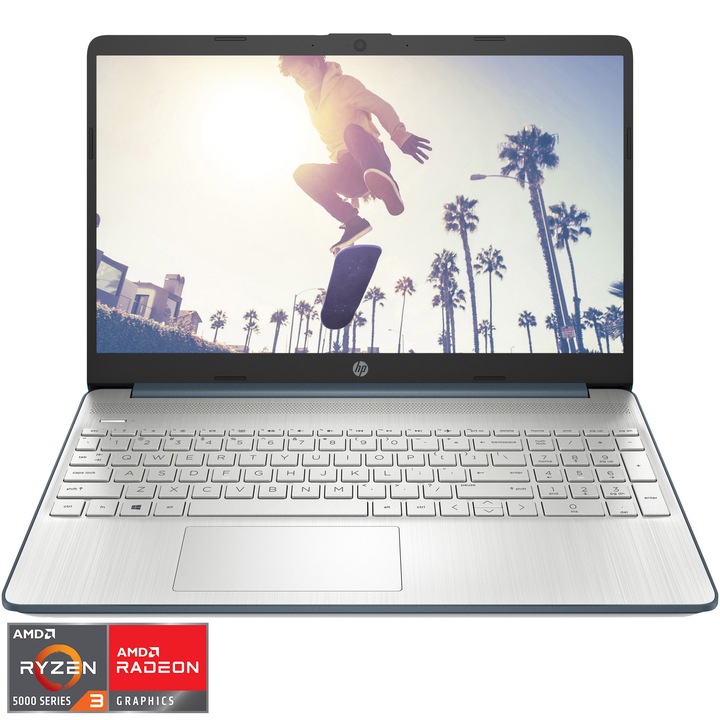 Laptop HP 15s-eq2028nq cu procesor AMD Ryzen™ 3 5300U pana la 3.80 GHz, 15.6", Full HD, IPS, 8GB DDR4, 256GB SSD, AMD Radeon™ Graphics, Free DOS, Blue