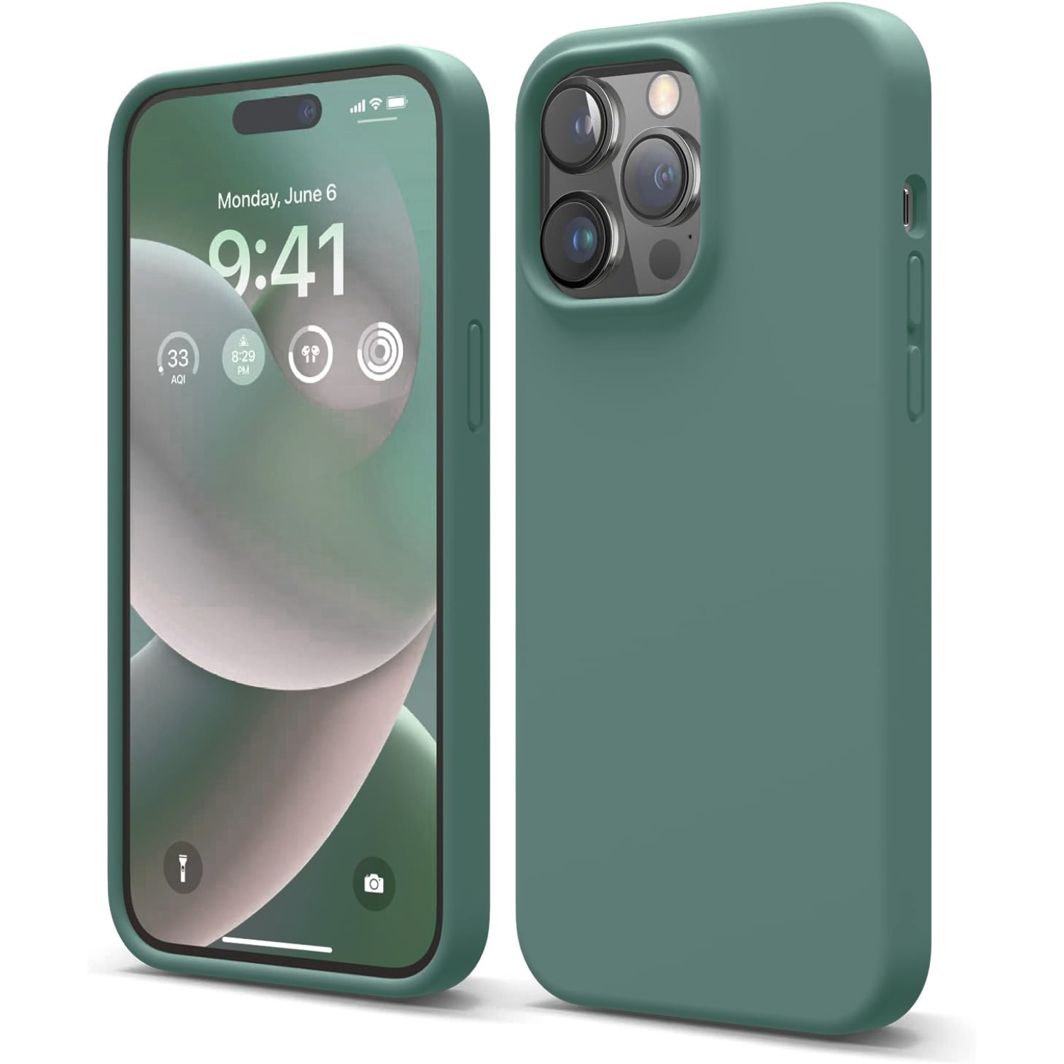Husa Silicon pentru iPhone 15 Pro Max, Verde Inchis, Ultra Slim, Silicon, Calitate Premium, Interior din microfibra