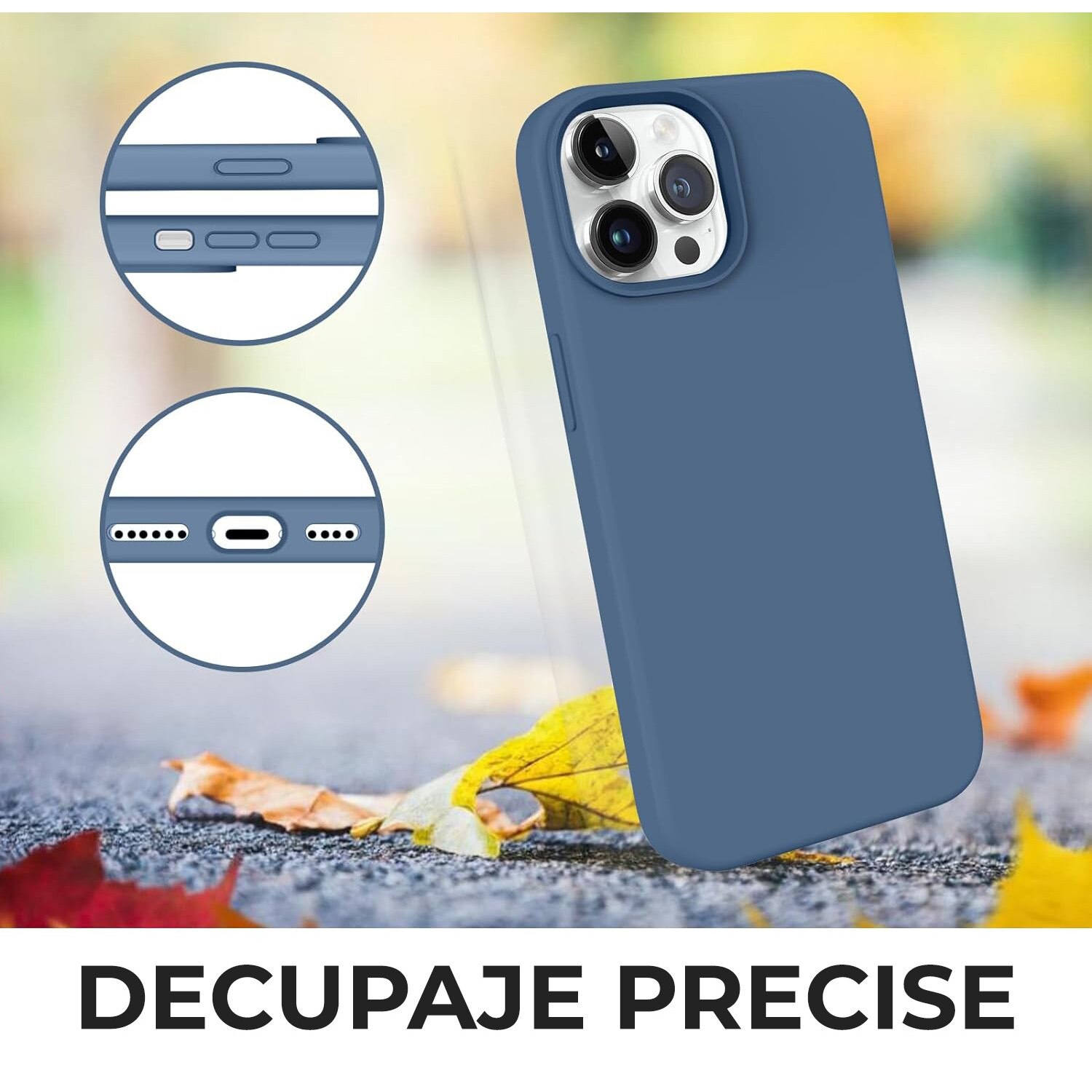 Husa Silicon pentru iPhone 15 Pro Max, Albastru inchis, Ultra Slim, Silicon, Calitate Premium, Interior din microfibra