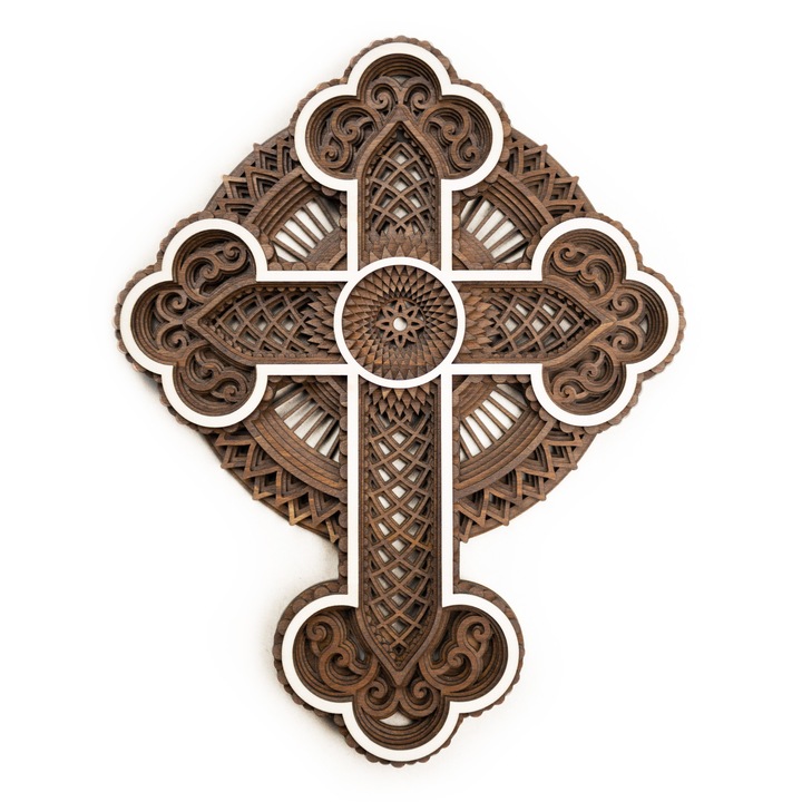 Декоративен кръст, Дърво, № 10, акцентен орех, 45 см, многослоен