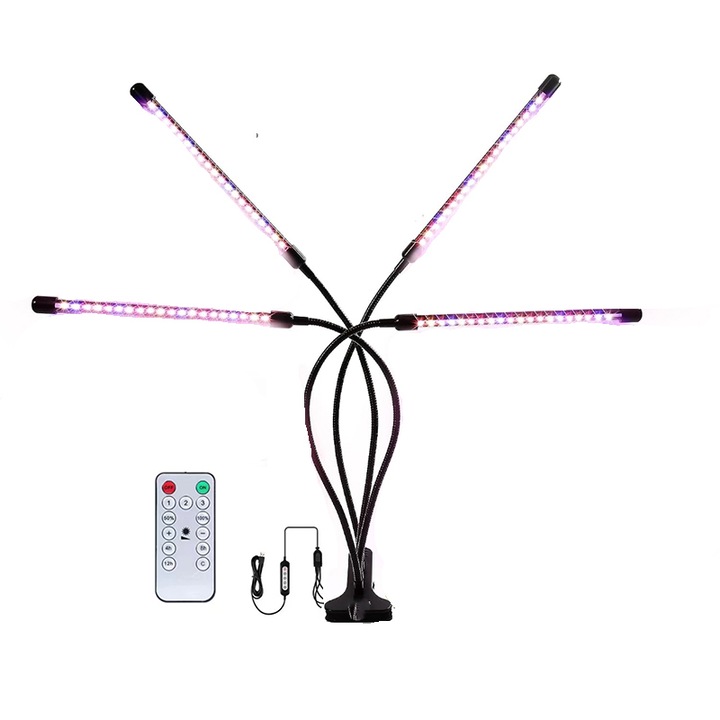Lampa de crestere pentru plante, LED, Ajustabila, Negru