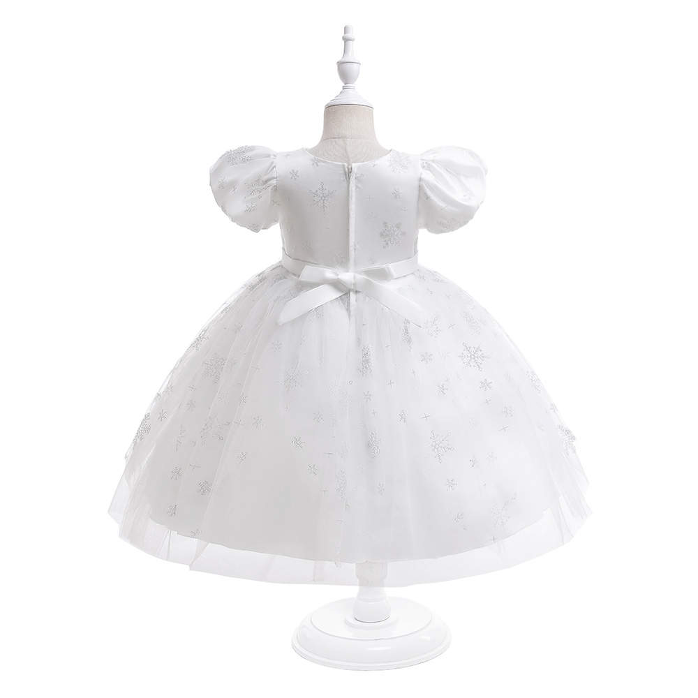 Costum serbare Craciun fete Fulg de nea rochita si bentita, alb, 78