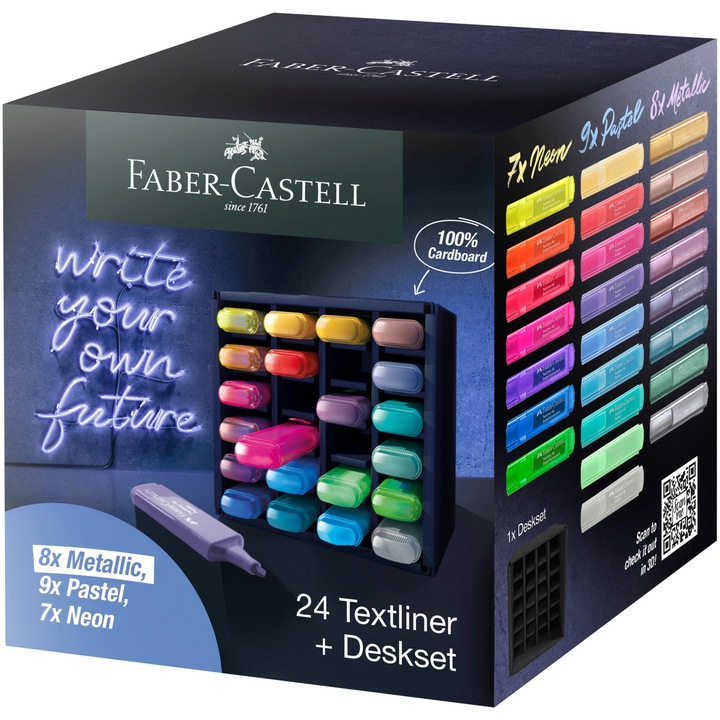Текстмаркери Faber-Castell 46, Офис комплект, 24 бр/комплект