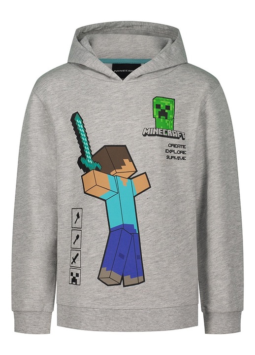 Блуза с качулка MINECRAFT create, explore, survive, Сив