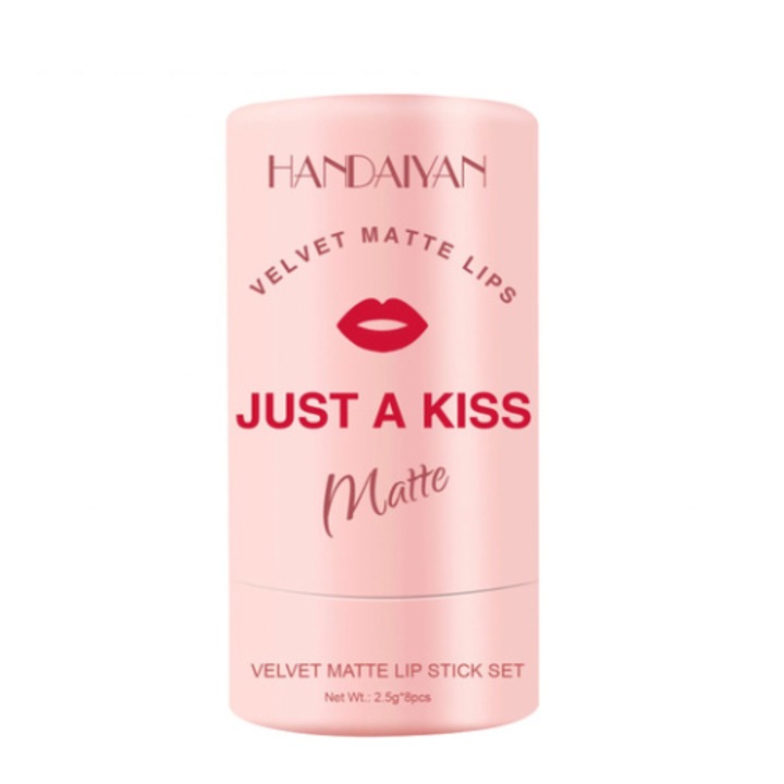 Set 8 rujuri mate, hidratante, Handaiyan, 2,5 gr