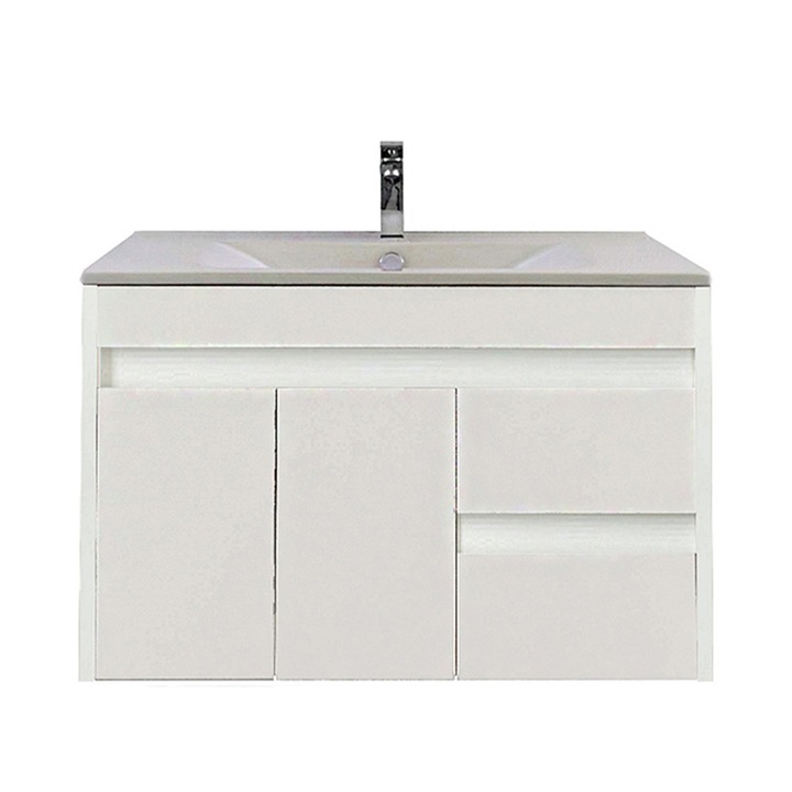 Mobilier de baie inferior Leziter Luna 80 cu lavoar alb