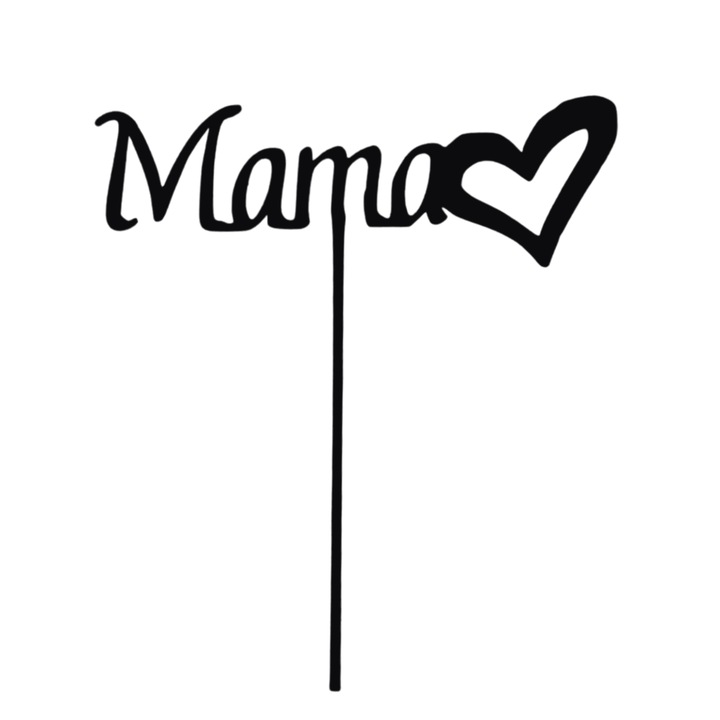 Украса за торта, "МАМА" топер, рожден ден на мама 16x 15 см черен