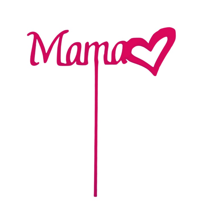 Украса за торта "МАМА" топер рожден ден на мама 16х15 см малиново розово