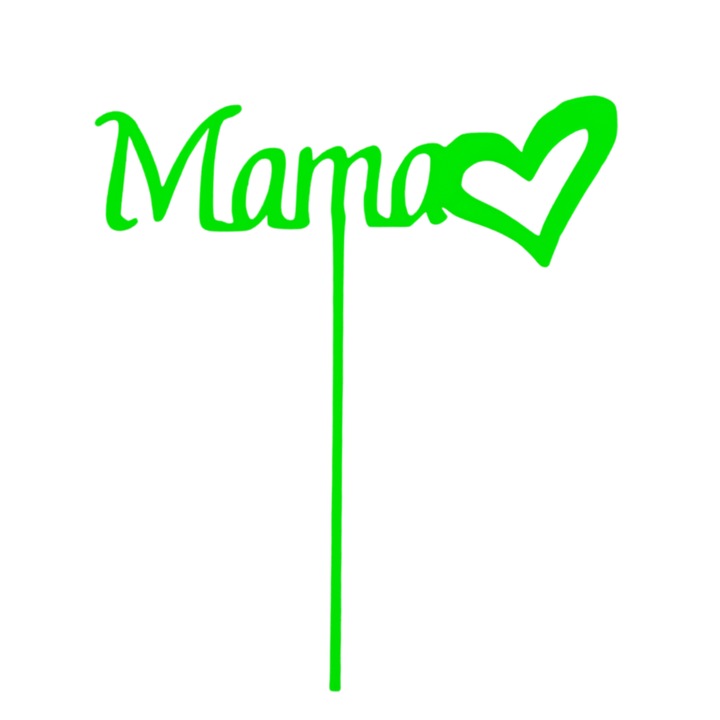 Украса за торта "МАМА" топер рожден ден на мама, рожден ден на мама 16х15 см зелен