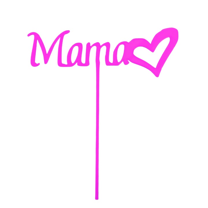 Украса за торта "МАМА" топер рожден ден на мама, рожден ден на мама 16х15 см светло лилаво