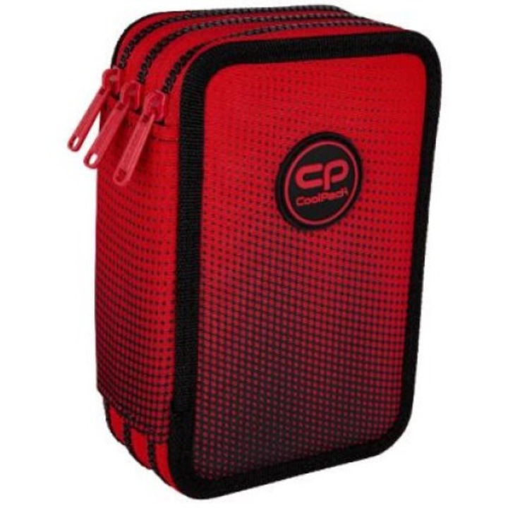 Penar, Coolpack, Gradient Cranberry, cu 3 camere, echipat, 19.5 x 12.5 x 6.5 cm, Rosu/Negru