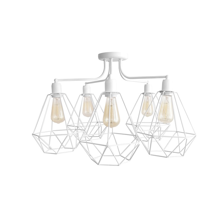 Plafoniera HELAM KARO, E27, metal, alb, 41x75x75cm