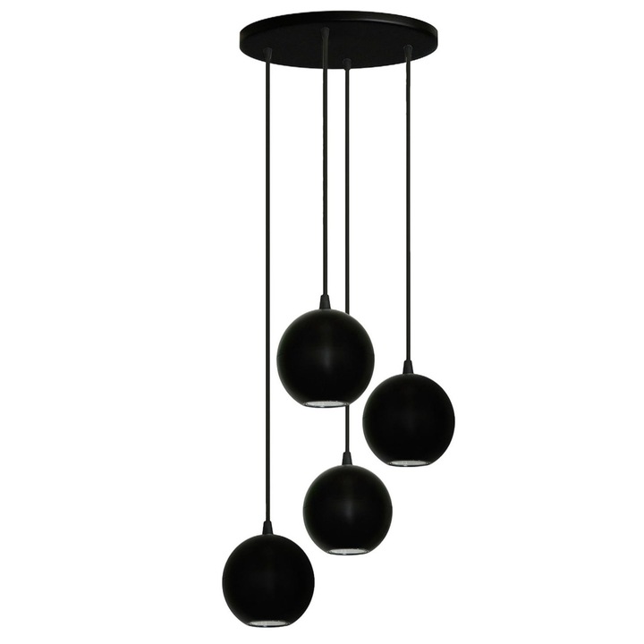 Метална лампа, HELAM, С 4 източника на светлина, Черна