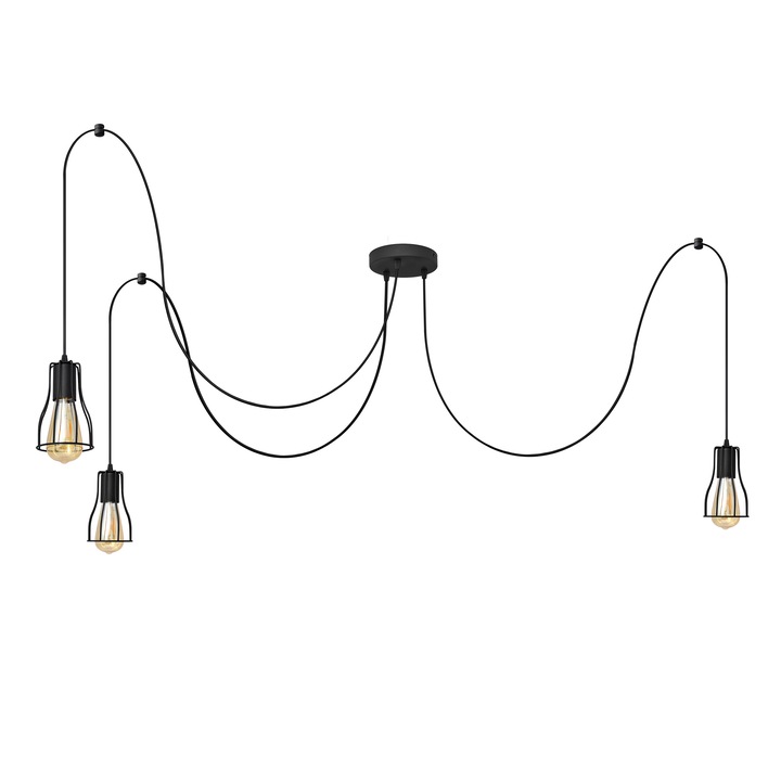 Висяща лампа Spider Tube, HELAM, E27, Черна