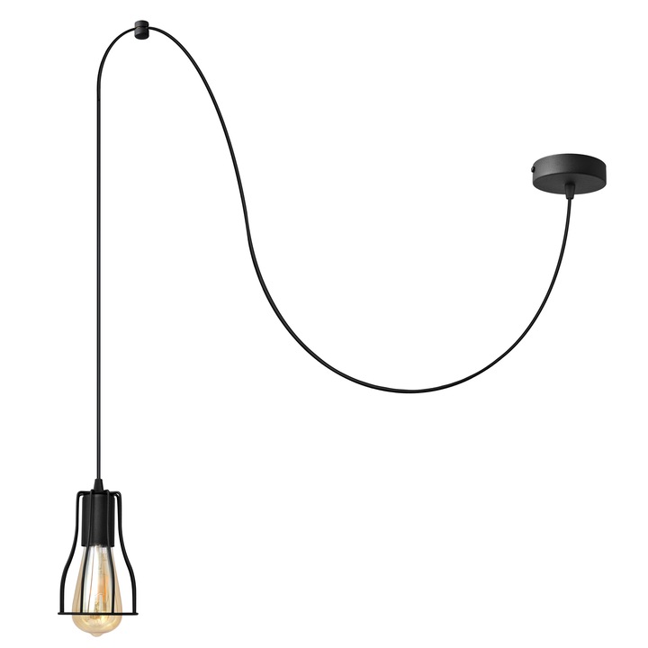 Висяща лампа, HELAM, Метал, E27, Черна