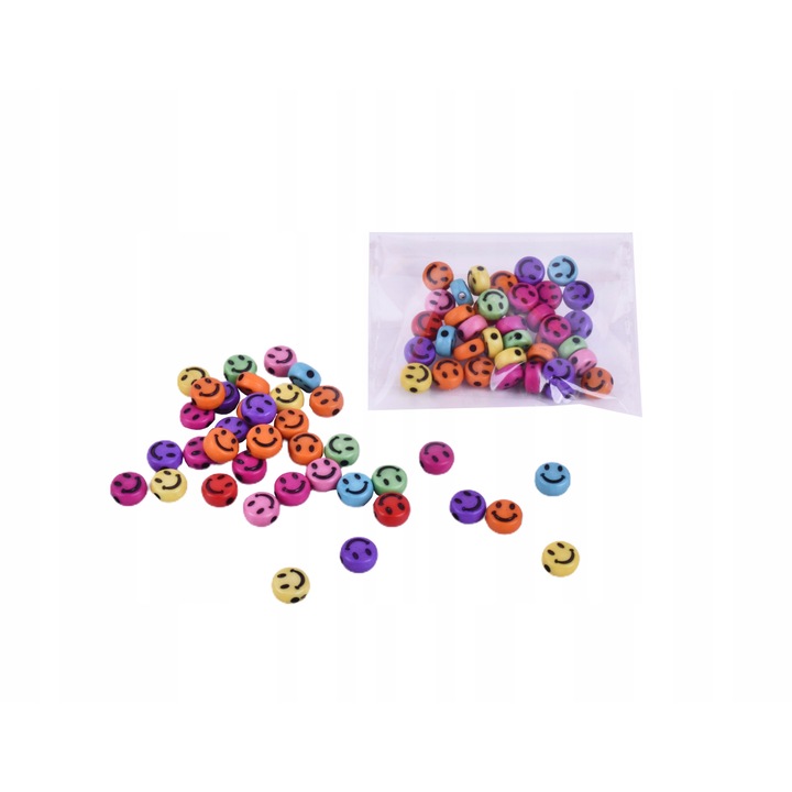 Mix 25 Margele rotunde Smiles, Multicolor