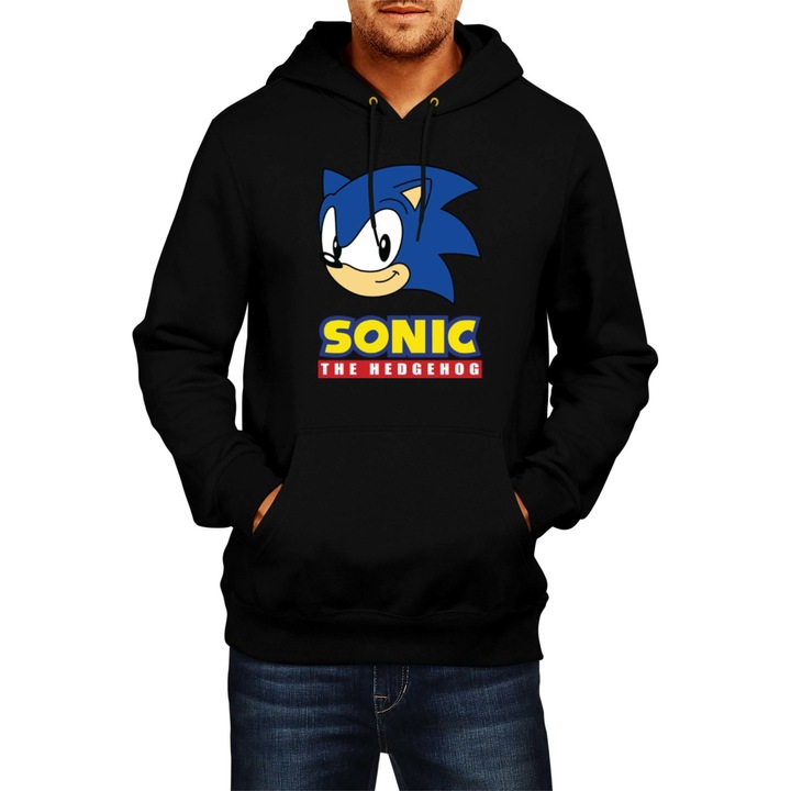 Hanorac barbati Sonic The Hedgehog Tralala Sonic Face 01, Negru
