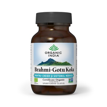Supliment Natural ORGANIC INDIA Brahmi~Gotu Kola - Pentru Creier & Sistemul Nervos, 100% Certificat Organic, 60 caps, BIO Supliment Natural ORGANIC INDIA Brahmi~Gotu Kola - Pentru Creier & Sistemul Nervos, 100% Certificat Organic, 60 caps, BIO