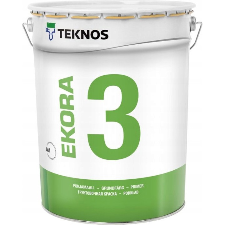 Vopsea acrilica interioara, Teknos, Ekora 3, Mat, Alb, 18 l