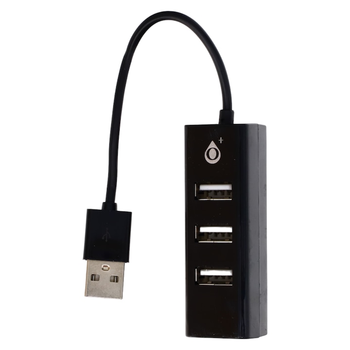 Адаптер за USB хъб, 4 USB порта 2.0,15 см, черен