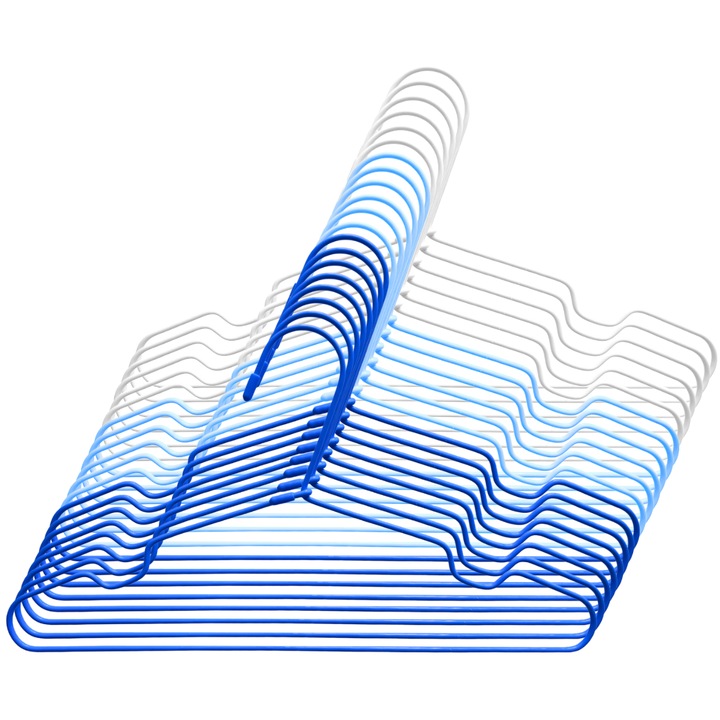 Set 20 umerase metalice pentru haine copii cu protectie silicon, 29 x 17 cm