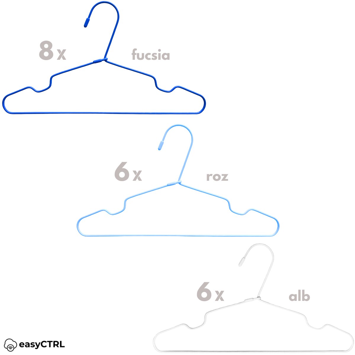 Set 20 umerase metalice pentru haine copii cu protectie silicon, 29 x