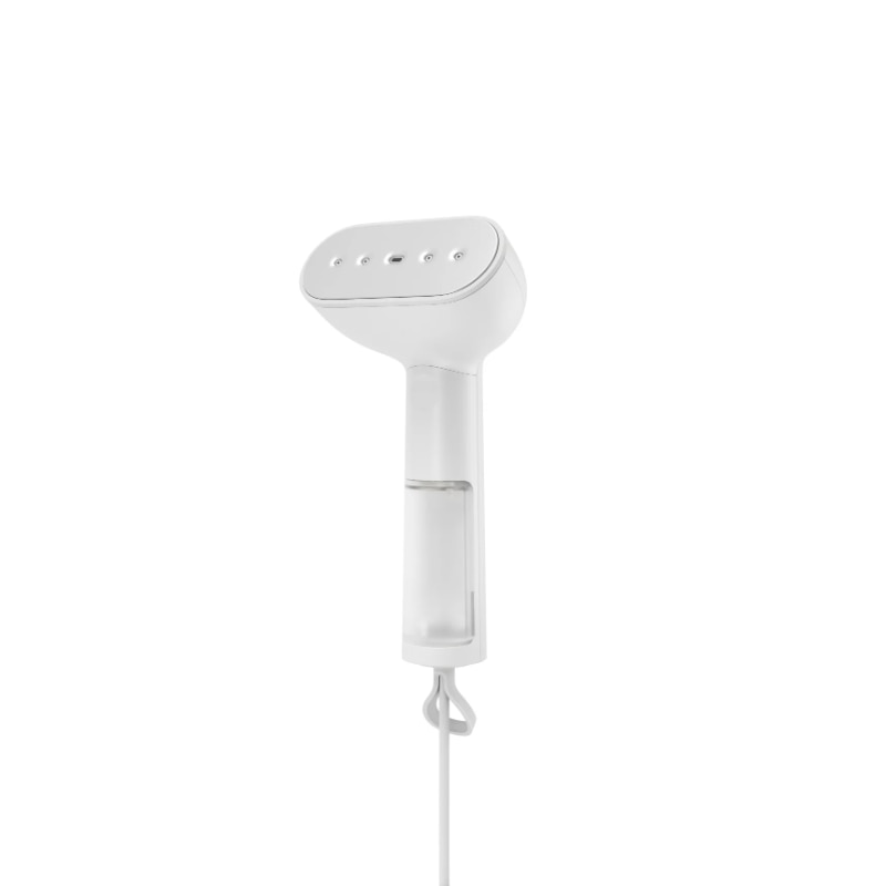 Aparat de calcat vertical cu aburi Steamery Stockholm, Cirrus X, capacitate rezervor 85 ml, filtru anti-calcar, incalzire rapida, eficient pentru toate tipurile de materiale, reduce mirosurile neplacute, ideal pentru calatorii, alb