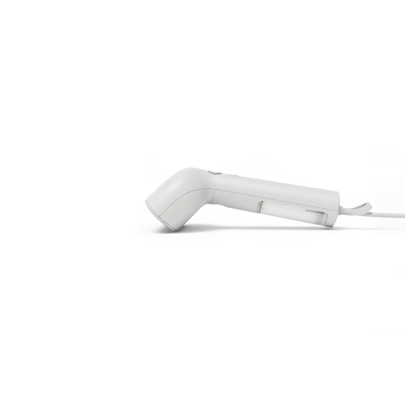 Aparat de calcat vertical cu aburi Steamery Stockholm, Cirrus X, capacitate rezervor 85 ml, filtru anti-calcar, incalzire rapida, eficient pentru toate tipurile de materiale, reduce mirosurile neplacute, ideal pentru calatorii, alb