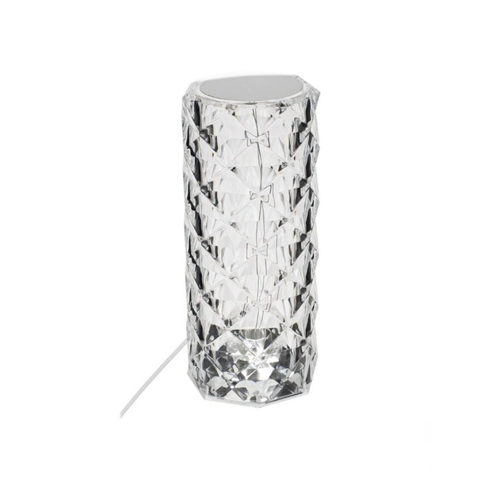 Lampa cu USB, transparenta, model reliefat, functie tactila si 3 niveluri de luminozitate (25%, 75%, 100%), 9x21.5 cm