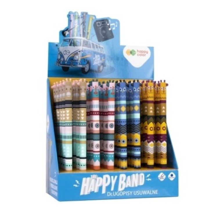 Гел ролка с пренаписване, 0,5 мм, синя, Африканки BOHO, 40 бр./дисплей Happy Color