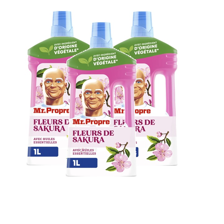 Комплект от 3 x Mr. Clean Cherry Blossom препарат за под, 1 л