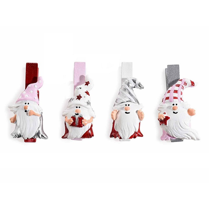 Комплект от 24 декорации на Дядо Коледа с клипс 2.5x4.5 cm