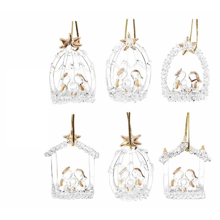 Set 6 ornamente brad Nasterea Domnului 4.5x2x5 cm