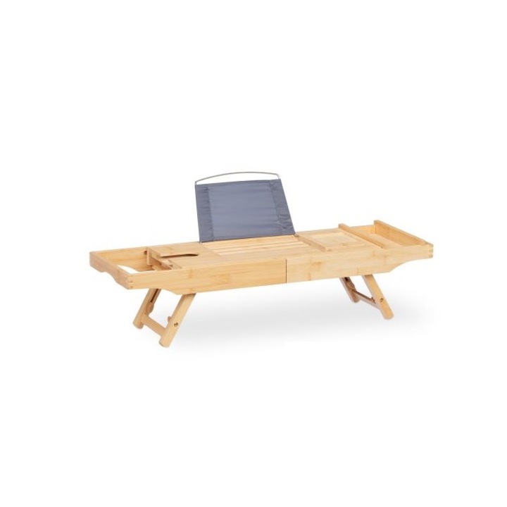 Suport cada, Relaxdays, bambus, extensibila, 75-114.5 x 22.5 cm